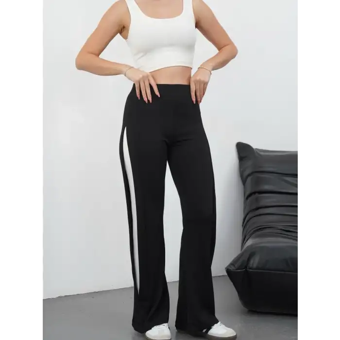 Yandan katlamalı pantolon siyah