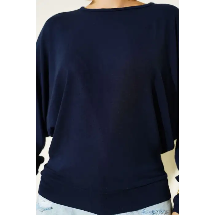 Yarasa Kol Salaş Bluz Lacivert T4273