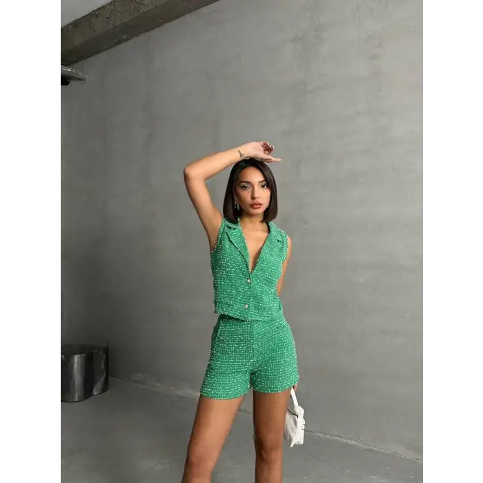 Yelekli şort takım Yeşil
