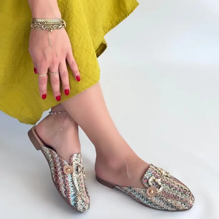 Yenda Renkli Dokumalı Terlik