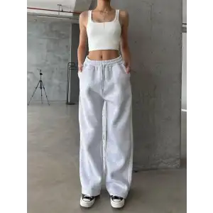 3 iplik şardonlu oversize eşofman gri