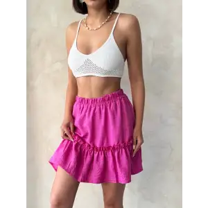 Çingene keten etek fuşya s24808