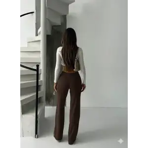 Fit comfort bej salaş pantolon kahve A6011