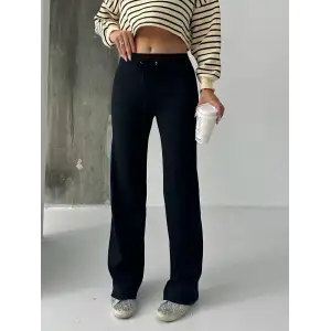 Fit comfort siyah salaş pantolon A6011