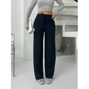 Fitilli şardonlu pantolon siyah a4058