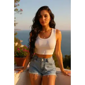 Kadın Beyaz Kare Yaka Crop Top Bluz – Şık, Rahat ve Kolay Kombinlenebilir