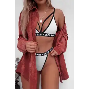 Kadın Beyaz Yazı Detaylı Ipli Sütyen Takımı – Modern, Konforlu ve Günlük Kombinlere Uygun