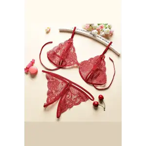 Kadın Bordo Dantelli Sütyen Külot Takımı – Modern, Konforlu ve Günlük Kombinlere Uygun