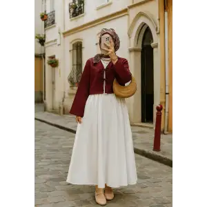 Kadın Bordo Kısa Kimono Ceket – Zarif ve Şık Kombin Parçası