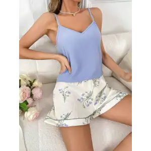 Kadın Çiçek Desenli Şortlu Gecelik Takım 5100