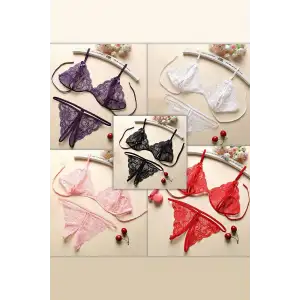 Kadın Dantelli Sütyen Külot Takımı 5li Set