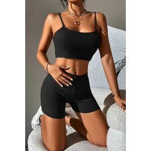 Kadın Siyah Şortlu Kaşkorse Gecelik Takım – Modern, Konforlu ve Günlük Kombinlere Uygun