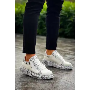 KB-02  Kuback Bağcıklı Crocodile Beyaz Gazete Günlük Erkek Ayakkabı