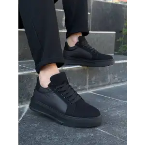 KB-046 Kuback Siyah Paraşüt Siyah Yüksek Taban Günlük Spor Ayakkabı