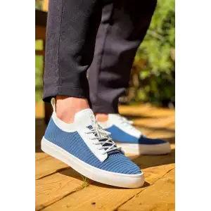 KB-110  Kuback Mavi Triko Yüksek Taban Bağcıklı Günlük Erkek Ayakkabı