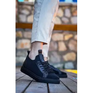 KB-112  Kuback Siyah Siyah TabanTriko Bağcıklı  Günlük Erkek  Ayakkabı