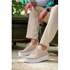 KB-116 Kuback Bej Bağcıklı Triko Günlük Erkek Ayakkabı