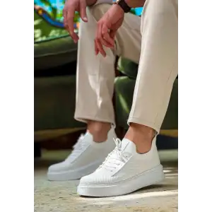 KB-116 Kuback Beyaz Bağcıklı Triko Günlük Erkek Ayakkabı