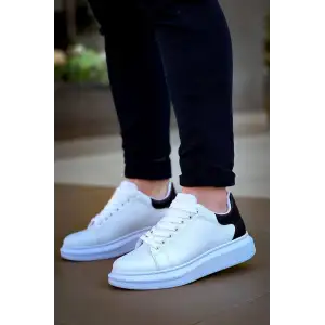 KB-X500  Kuback Bağcıklı Beyaz Siyah  Günlük Erkek Ayakkabı