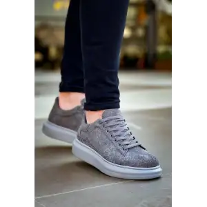 KB-X500  Kuback Gri Süet Yüksek Taban Bağcıklı Günlük Erkek Ayakkabı