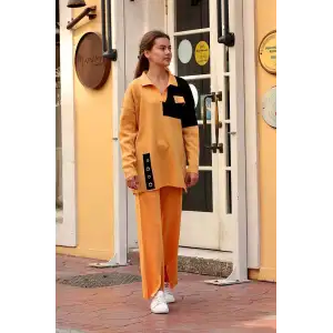 Kuş gözü triko takım Hardal