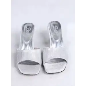 Luart Gümüş Simli Topuklu Terlik