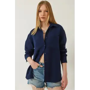 Tek cepli müslin gömlek lacivert pt