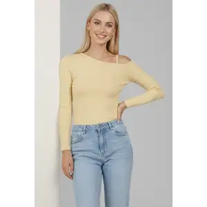 Tek Omuz İpli Bluz Sarı T4328