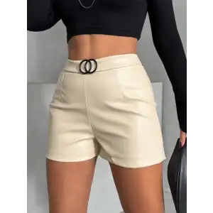 Tokalı deri şort h24444