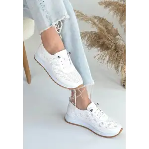 Tone Beyaz Cilt Bağcıklı Spor Ayakkabı