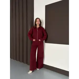 Trenç takım alt üst bordo ons