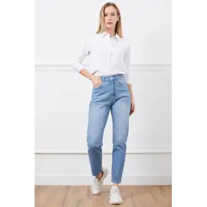 Yüksek bel mom jean pantolon