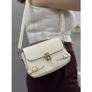 Zerej kemerli krem cilt çanta