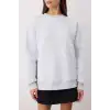 3 iplik şardonlu bisiklet yaka sweatshirt gri