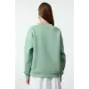 3 iplik şardonlu bisiklet yaka sweatshirt mint