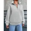 3 iplik Şardonlu yarım fermuarlı sweatshirt gri