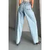 Baggy kar yıkama buz mavi jeans pantolon d2007