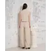 Broşlu yelek pantolon takım bej s255821