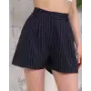 Çizgili düğmeli şort siyah s2551251