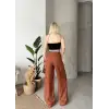 Flamlı kahve pantolon