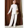 Gömlek Yaka Fitilli Salaş İkili Takım beyaz T4300