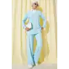 Gömlek Yaka Fitilli Salaş İkili Takım Buz Mavisi T4300