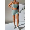Kadın Açık Mavi Şortlu Kaşkorse Gecelik Takım – Modern, Konforlu ve Günlük Kombinlere Uygun