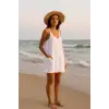 Kadın Beyaz Mini Cepli Tulum Plaj Elbisesi – Şık, Rahat ve 4 Mevsim Kullanıma Uygun