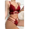 Kadın Bordo Dantel Cut-Out Detaylı Şık Sütyen ve Külot Takımı – Modern, Konforlu ve Günlük Kombinlere Uygun
