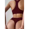 Kadın Bordo Desteksiz Seamless Tangalı   İç Çamaşır  Takımı