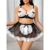 Kadın Büyük Beden  Seksi Hizmetçi Kostüm Fantezi Transparan Tül Fantezi Erotik 8006
