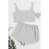 Kadın Gri Askılı Crop Top ve Şortlu Gecelik Takım
