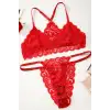 Kadın Kırmızı Sırtı Dantel ve İp Detaylı Şık Sütyen Külot Takımı – Modern, Konforlu ve Günlük Kombinlere Uygun