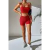 Kadın Kırmızı Şortlu Kaşkorse Gecelik Takım – Modern, Konforlu ve Günlük Kombinlere Uygun
